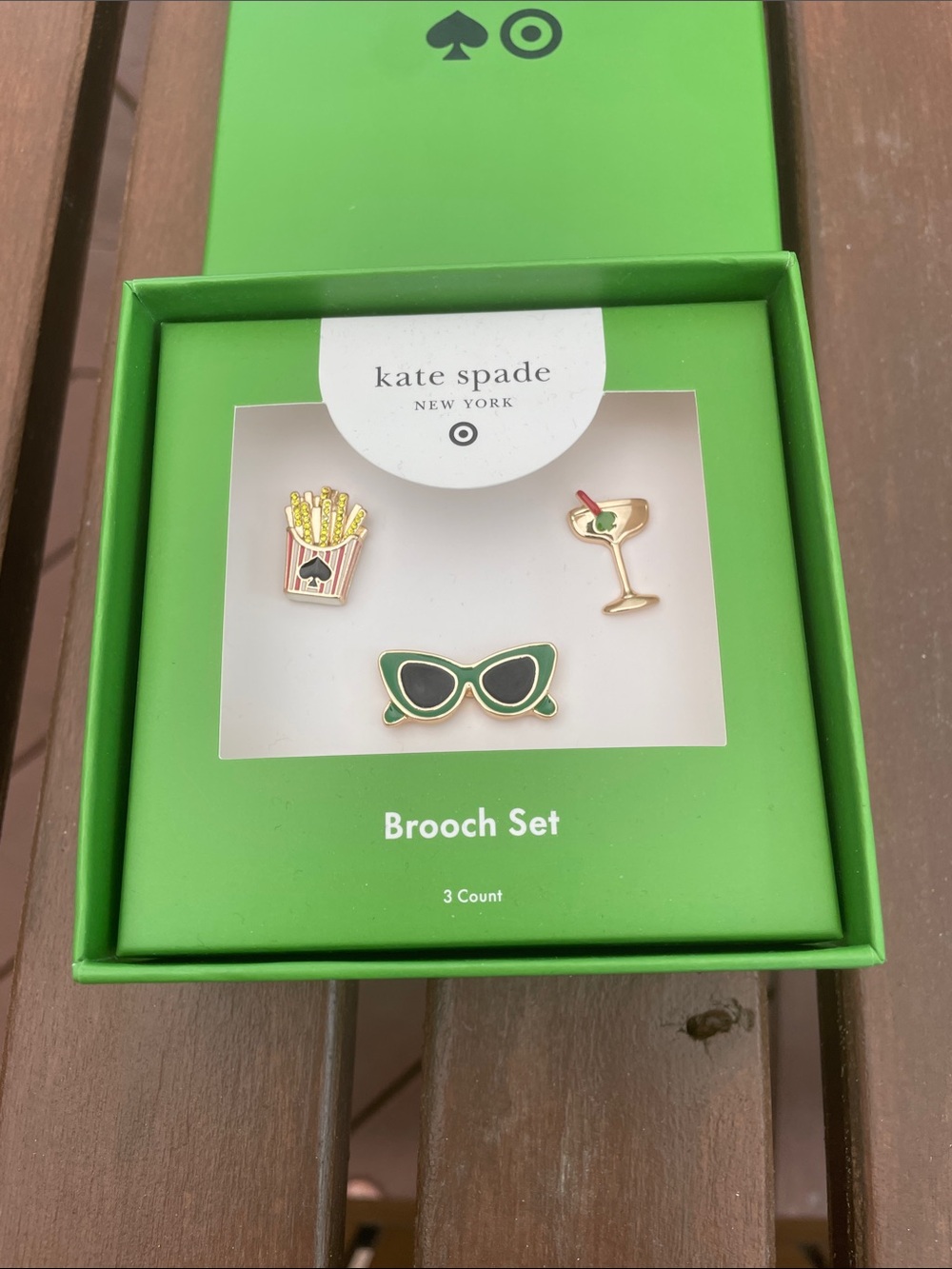 Kate Spade x Target Brooch Set Of
3 French Fries Sunglasses Martini Glass NWT